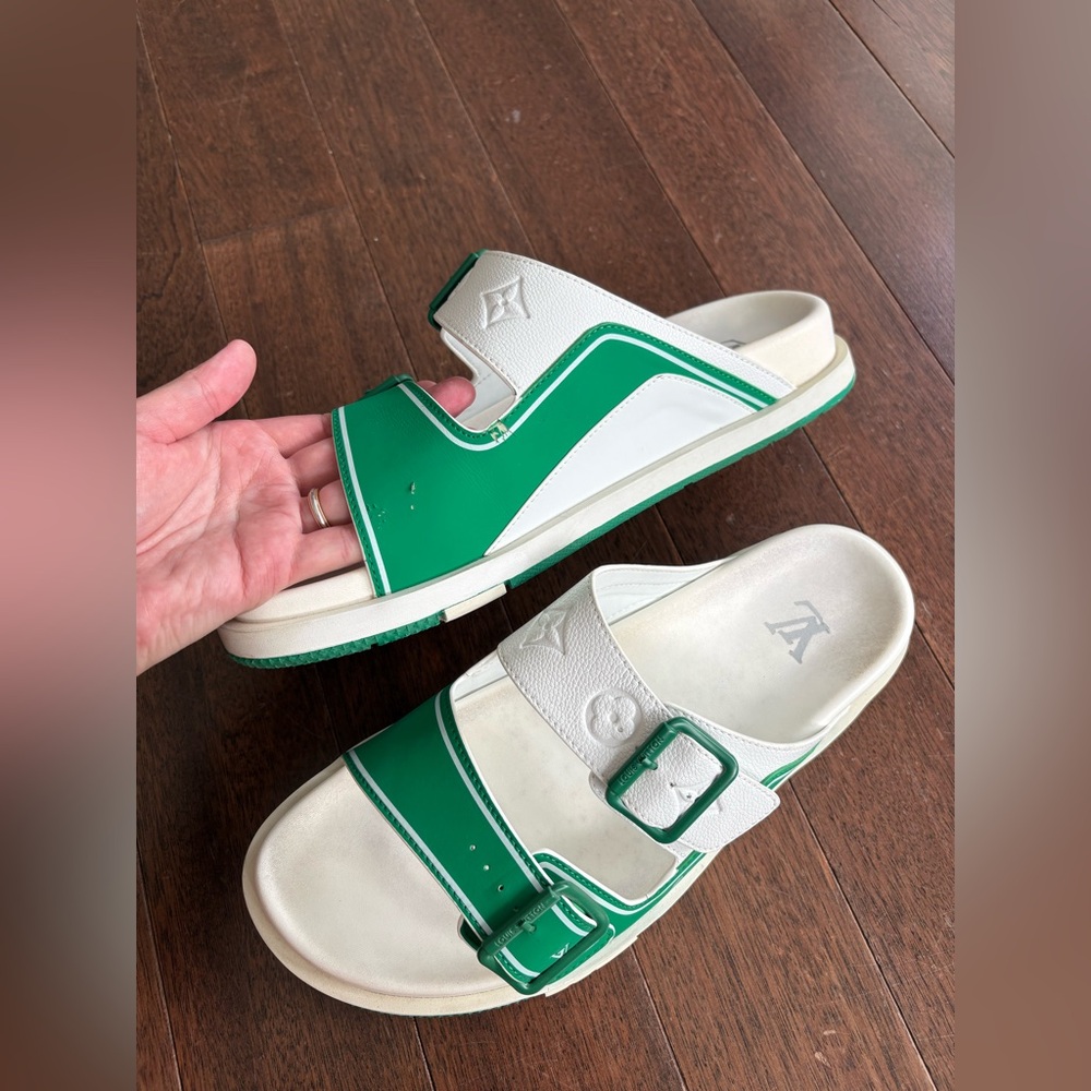 Louis Vuitton Trainer Mules Men’s Sandals EUR 45 Sport Slides US 10.5 Green Whit - Picture 15 of 15